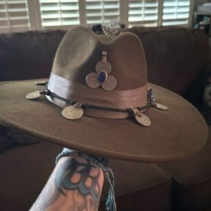 Beautifully handmade green feather hat